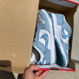 Women Nike Dunk Low ESS Baby Blue paisley